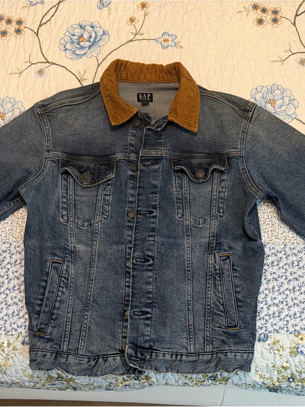 GAP Denim Jacket with Brown Corduroy Collar